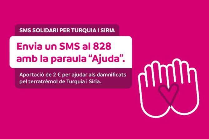 Andorra Telecom activa l’SMS solidari al 828, per ajudar als pobles de Turquia i Síria.