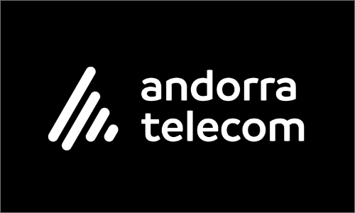 Logo negatiu amb dues línies transparent Andorra Telecom